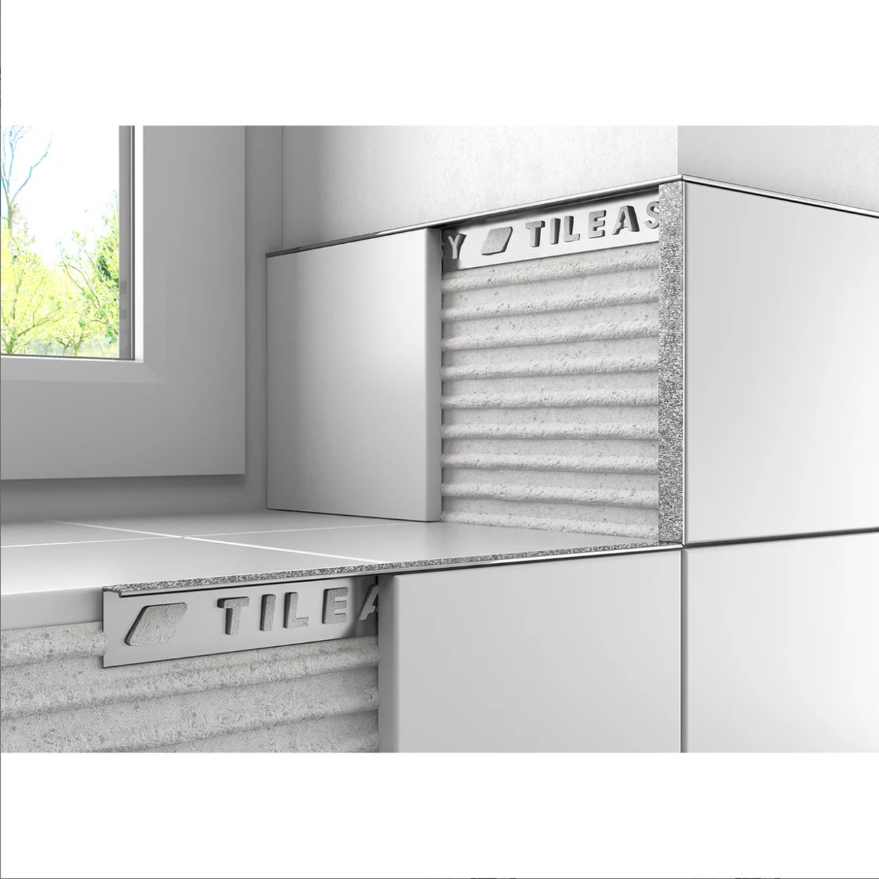 Tileasy Glitter Silver Square Edge Metal Tile Trim | | Aluminium | 10Mm