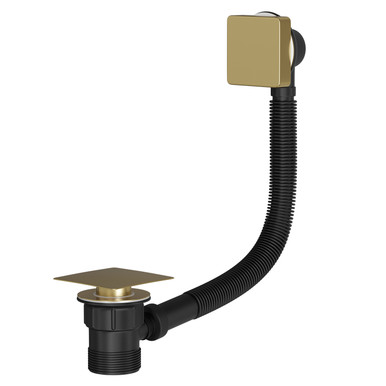 Colore Brushed Brass Square Easy Clean Sprung Click Clack Bath Waste | | Stainless Steel | 72Mm X 600Mm X 72Mm