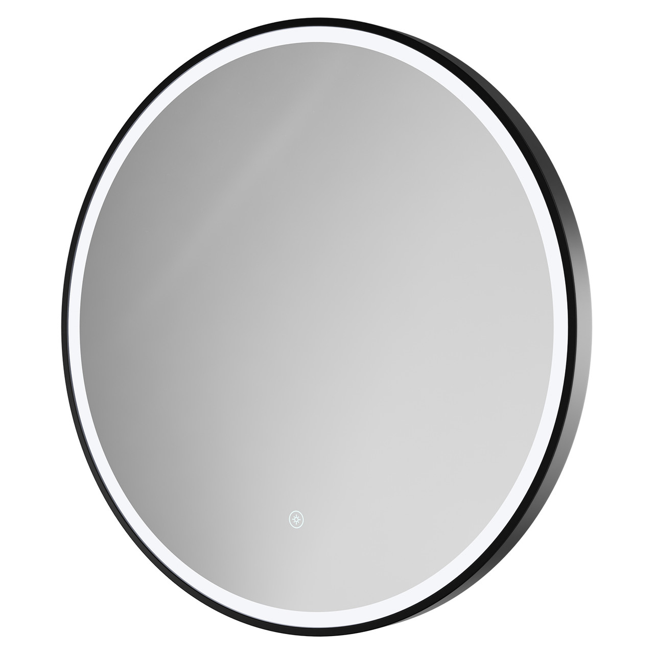 Colore Matt Black Ozark Round Illuminated Dimmable Led Mirror With Demister And Touch Sensor | | Glass/Aluminium | 600Mm