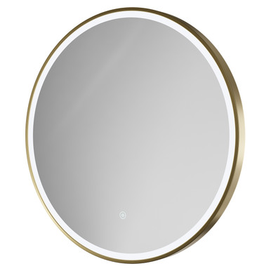 Colore Brushed Brass Ozark Round Illuminated Dimmable Led Mirror With Demister And Touch Sensor | | Glass/Aluminium | 600Mm
