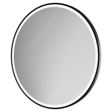 Colore Matt Black Ozark Round Illuminated Dimmable Led Mirror With Demister And Touch Sensor | | Glass/Aluminium | 1000Mm
