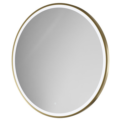 Colore Brushed Brass Ozark Round Illuminated Dimmable Led Mirror With Demister And Touch Sensor | | Glass/Aluminium | 1000Mm