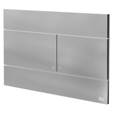 Oli Satin Chrome Slim Flush Plate With Rectangular Push Buttons | | Plastic | 255Mm
