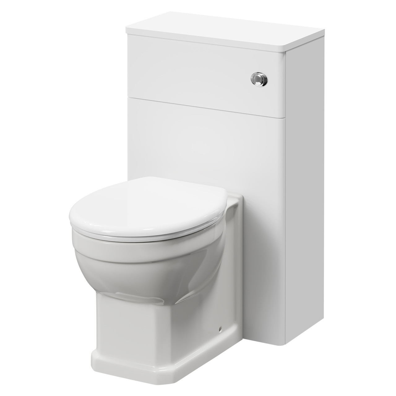 Danbury Toilet Unit and Traditional Back to Wall Toilet Pan with Soft Close Toilet Seat