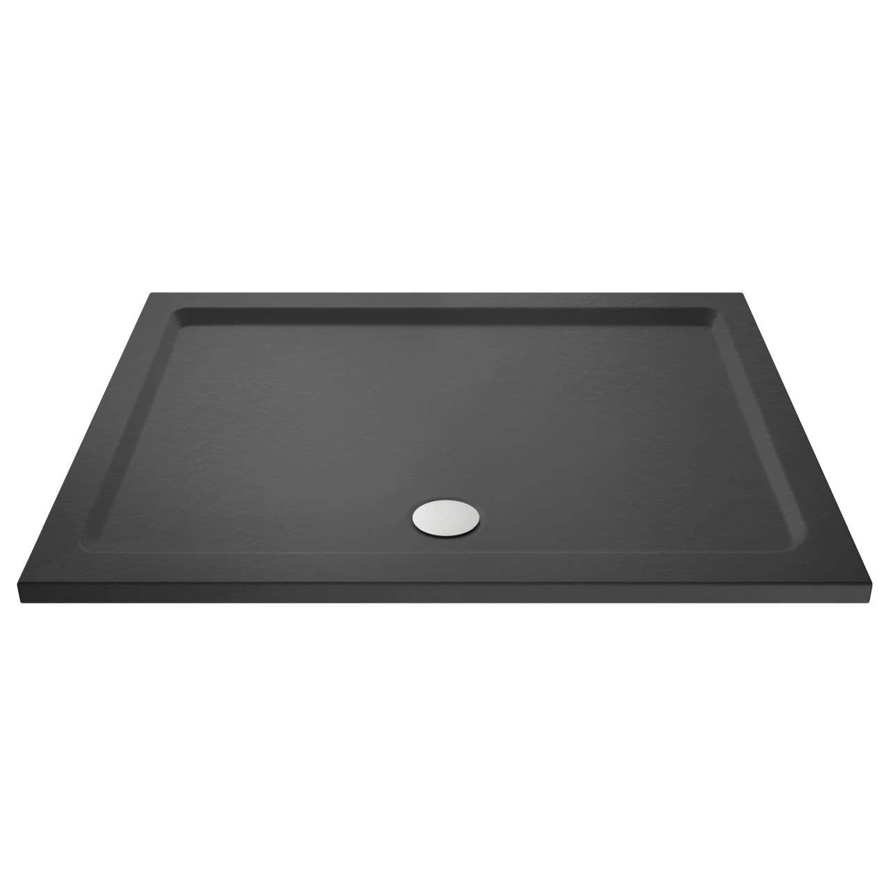 Nuie Slate Grey Rectangular Shower Tray With Centre Edge Waste | | Acrylic/Stone Resin | 1400Mm X 900Mm