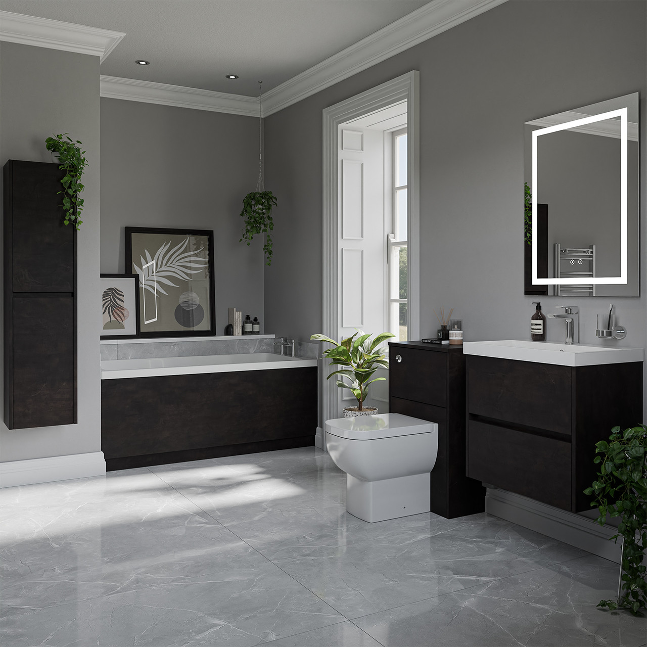 Barton Slim Edge Straight Single Ended Bathroom Suite including Furniture Set with Slim Edge Basin