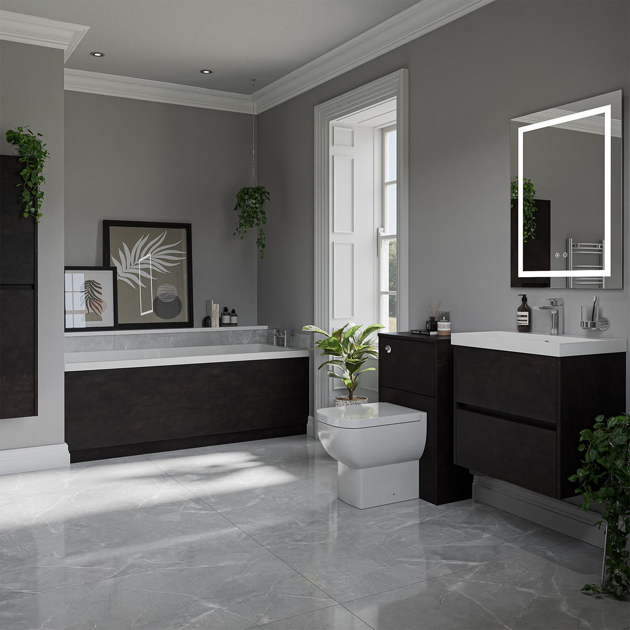 Barton Slim Edge Straight Single Ended Bathroom Suite including Furniture Set with Slim Edge Basin