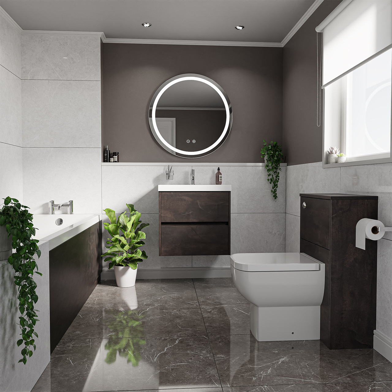 Kendel Straight Single Ended Bathroom Suite including Furniture Set with Slim Edge Basin