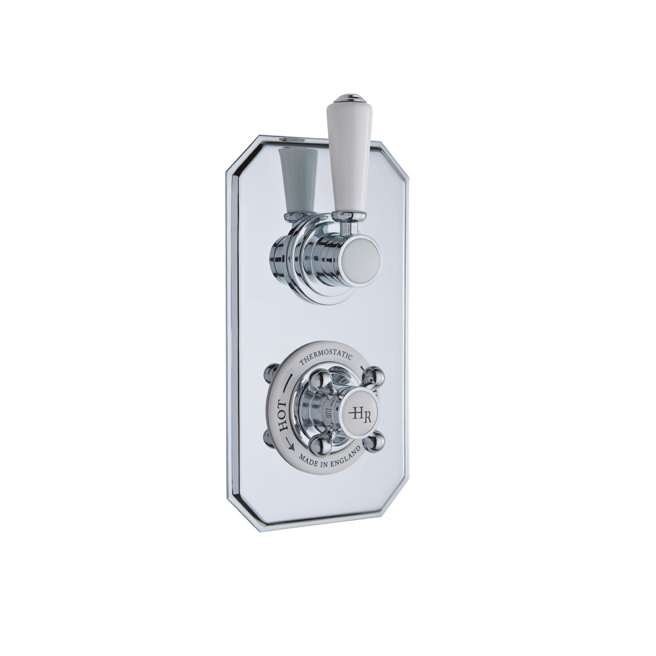 Old London Topaz White Lever Concealed Twin Thermostatic Shower Valve with 2 Outlets