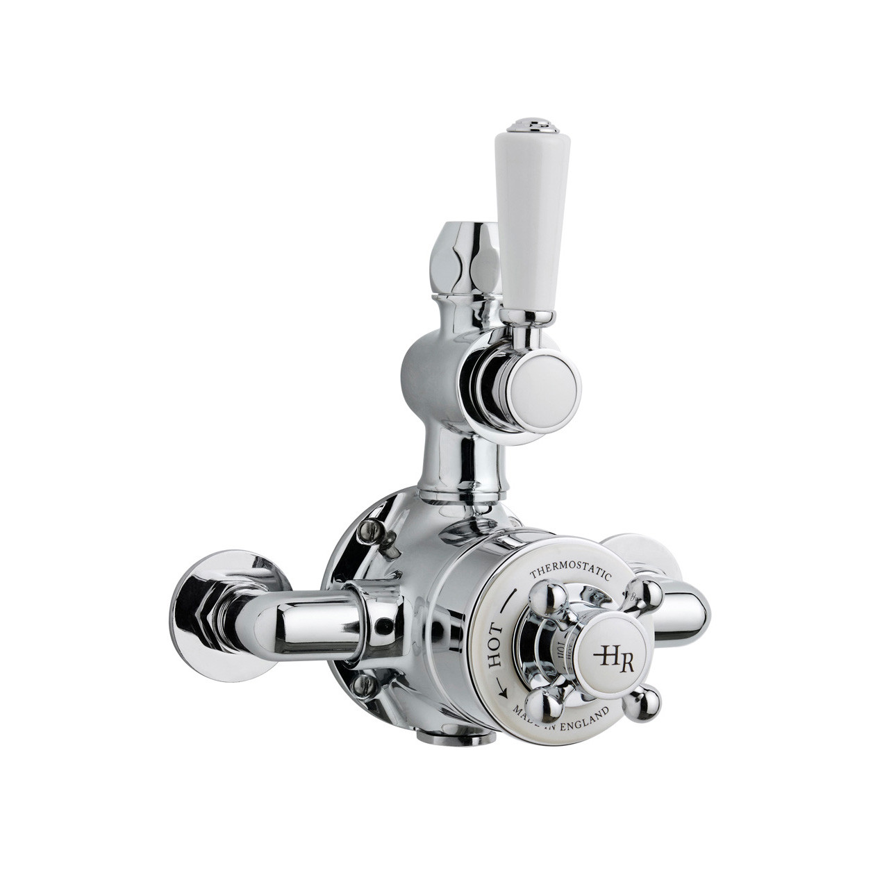 Old London Topaz White Lever Exposed Twin Thermostatic Shower Valve with 1 Outlet
