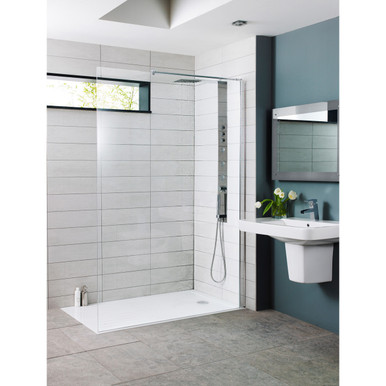 Hudson Reed Chrome Wetroom Shower Screen With Support Bar | | Glass/Aluminium | 1400Mm X 1950Mm