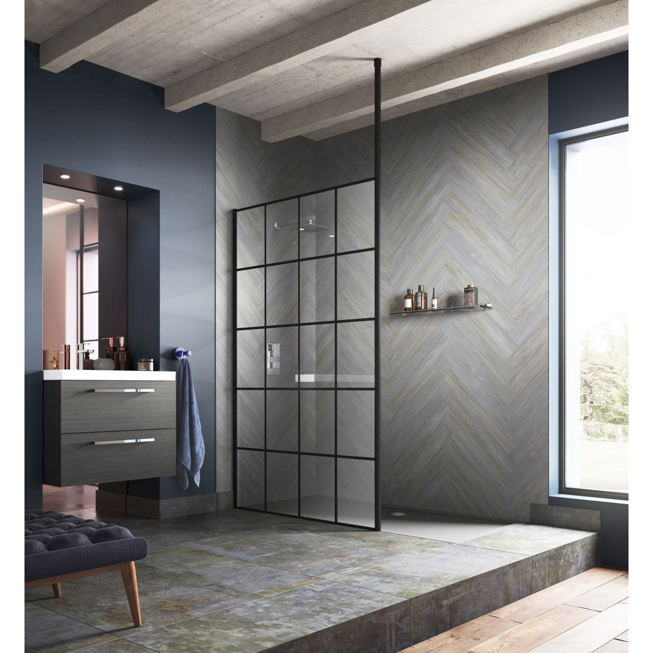 Nuie Wetroom Shower Screen Ceiling Post