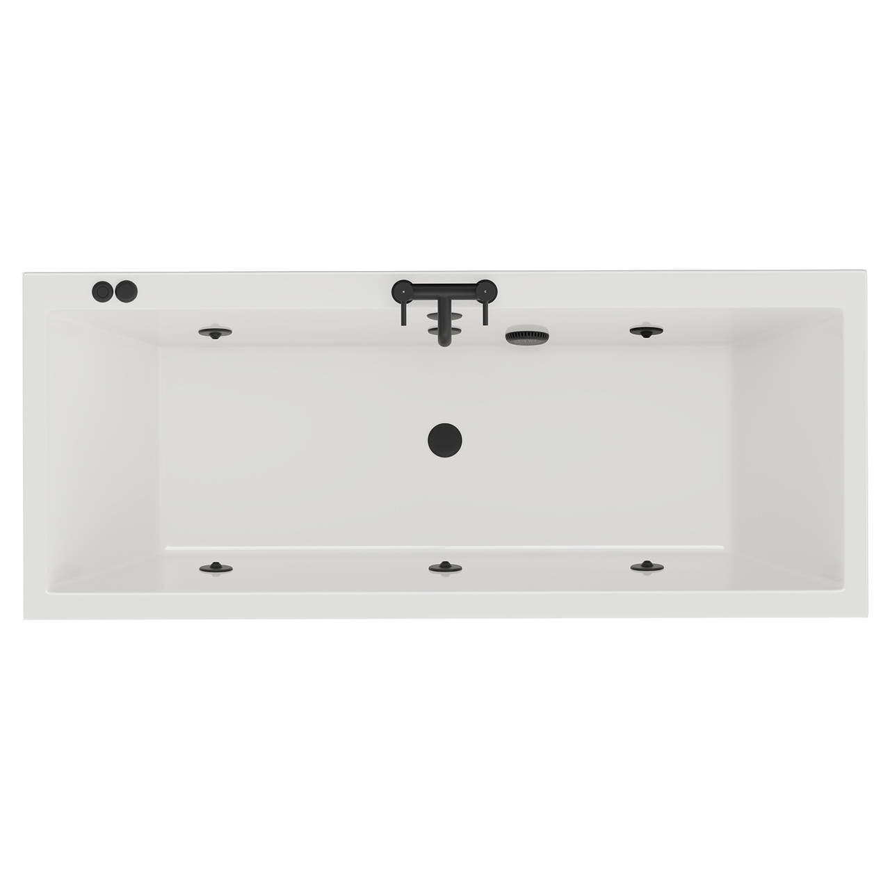 Slim Edge 6 Jet Matt Black V-Tec Double Ended Whirlpool Bath