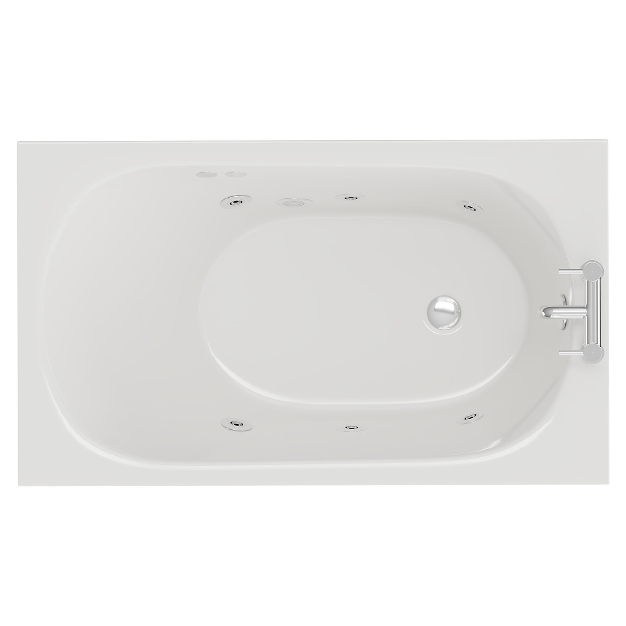 Compact 6 Jet Chrome Flat Jet Single Ended Whirlpool Bath