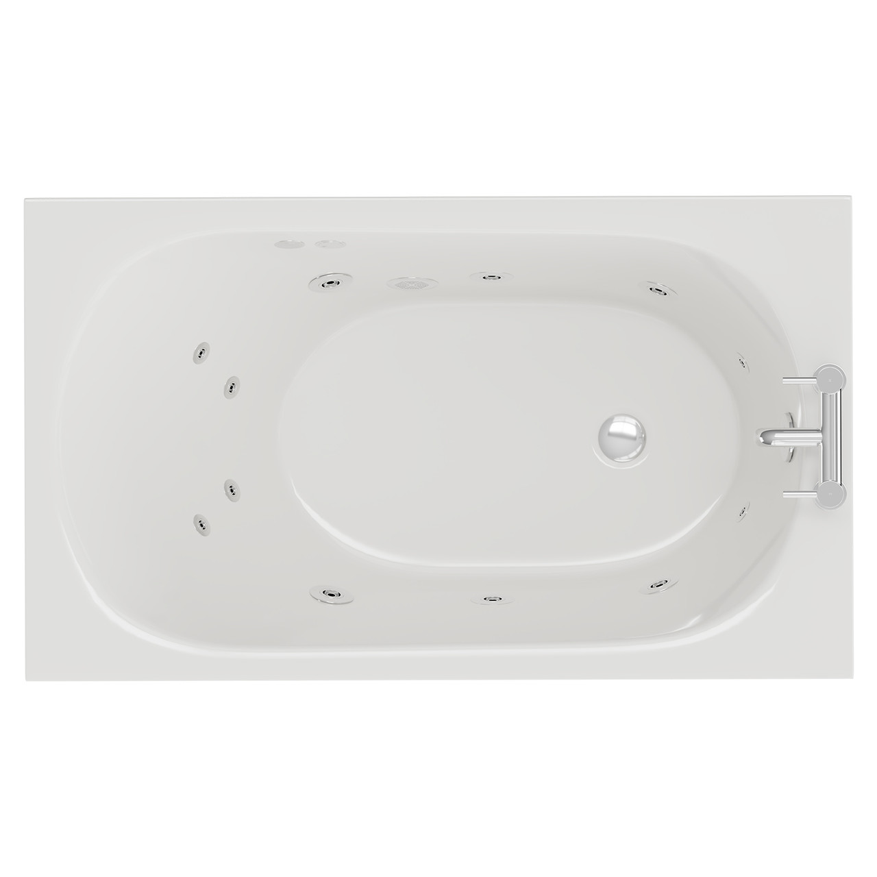 Compact 12 Jet Chrome Flat Jet Single Ended Whirlpool Bath