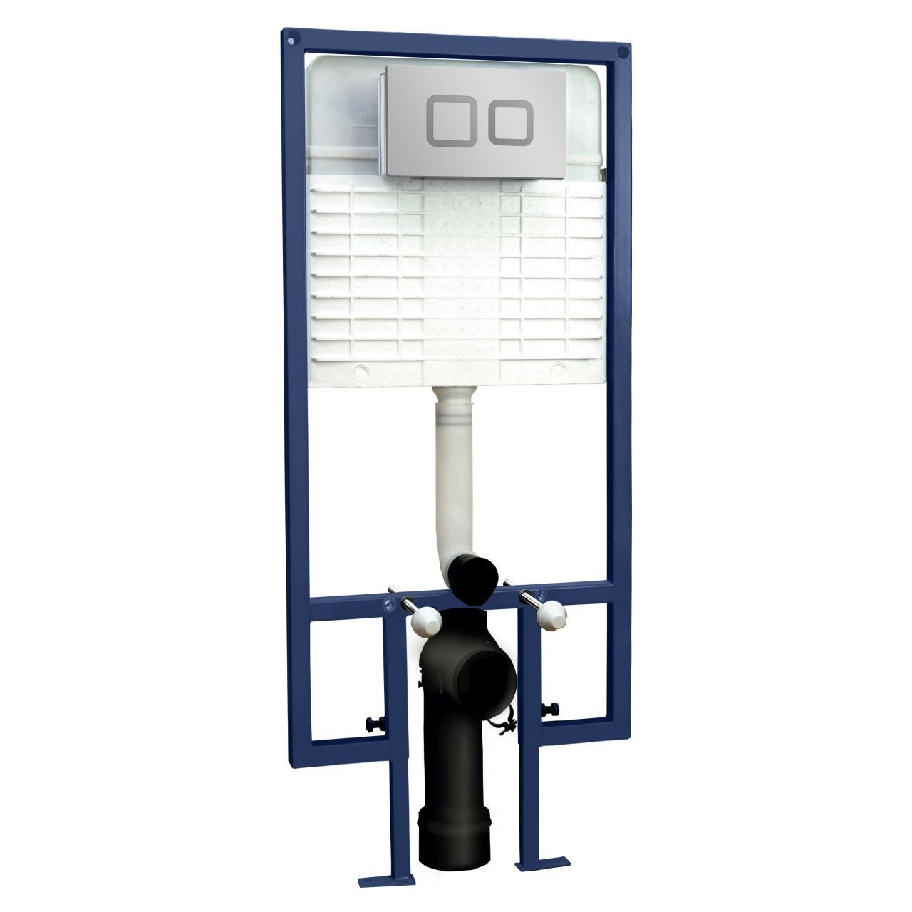 Nuie Concealed Cistern with Wall Frame and Square Dual Flush Push Buttons