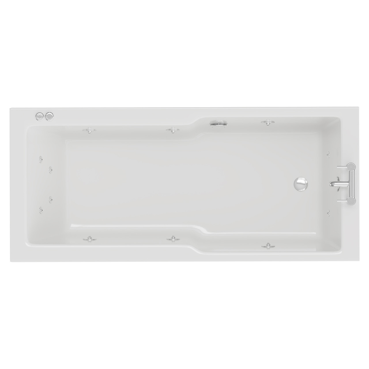 Wholesale Domestic White Square 12 Jet Chrome V-Tec Single Ended Whirlpool Bath | | Acrylic | 1700Mm X 750Mm