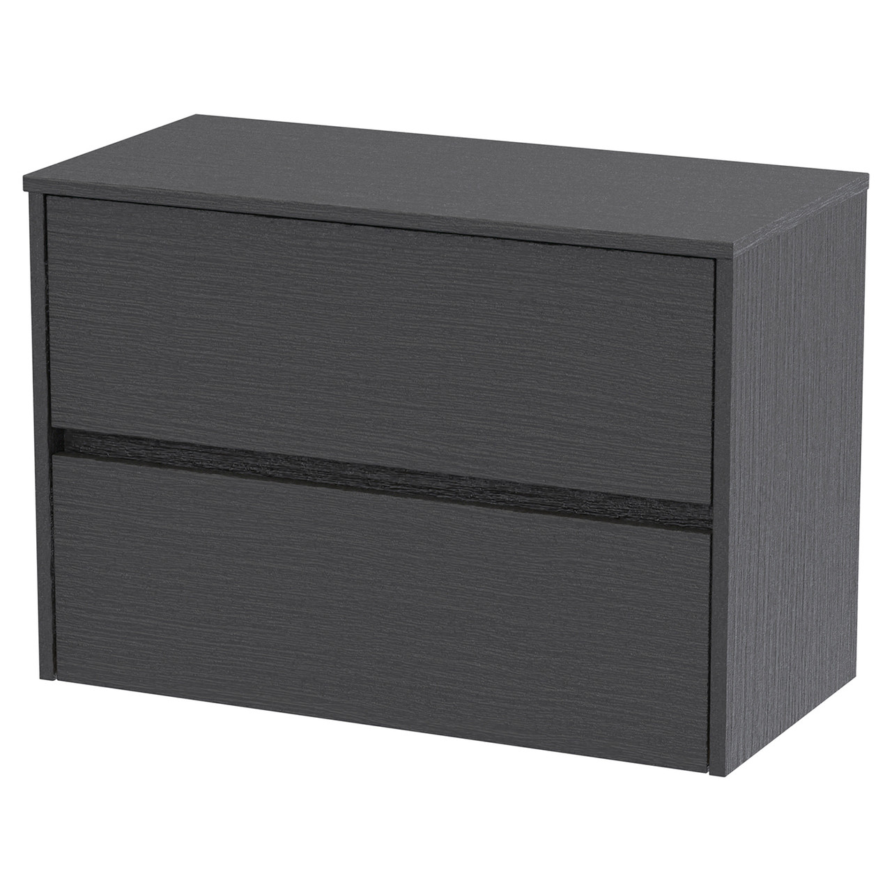Nuie Havana Woodgrain Wall Hung 2 Drawer Vanity Unit with Worktop