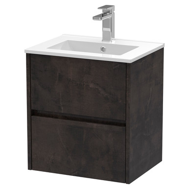 Nuie Metallic Slate Havana Matt Wall Hung Drawer Vanity Unit And Minimalist Ceramic Basin | | Mdf | 500Mm Size 2