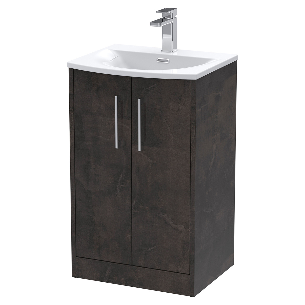 Hudson Reed Metallic Slate Juno Matt 2 Door Vanity Unit And Curved Ceramic Basin | | Mdf | 500Mm