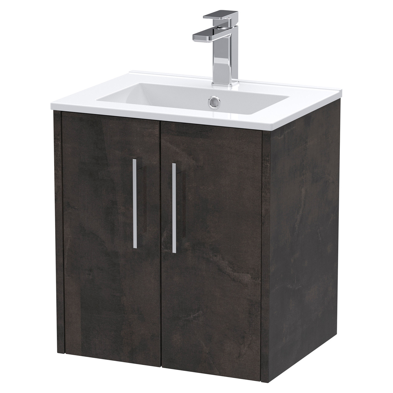 Hudson Reed Juno Matt Wall Hung 2 Door Vanity Unit and Minimalist Ceramic Basin