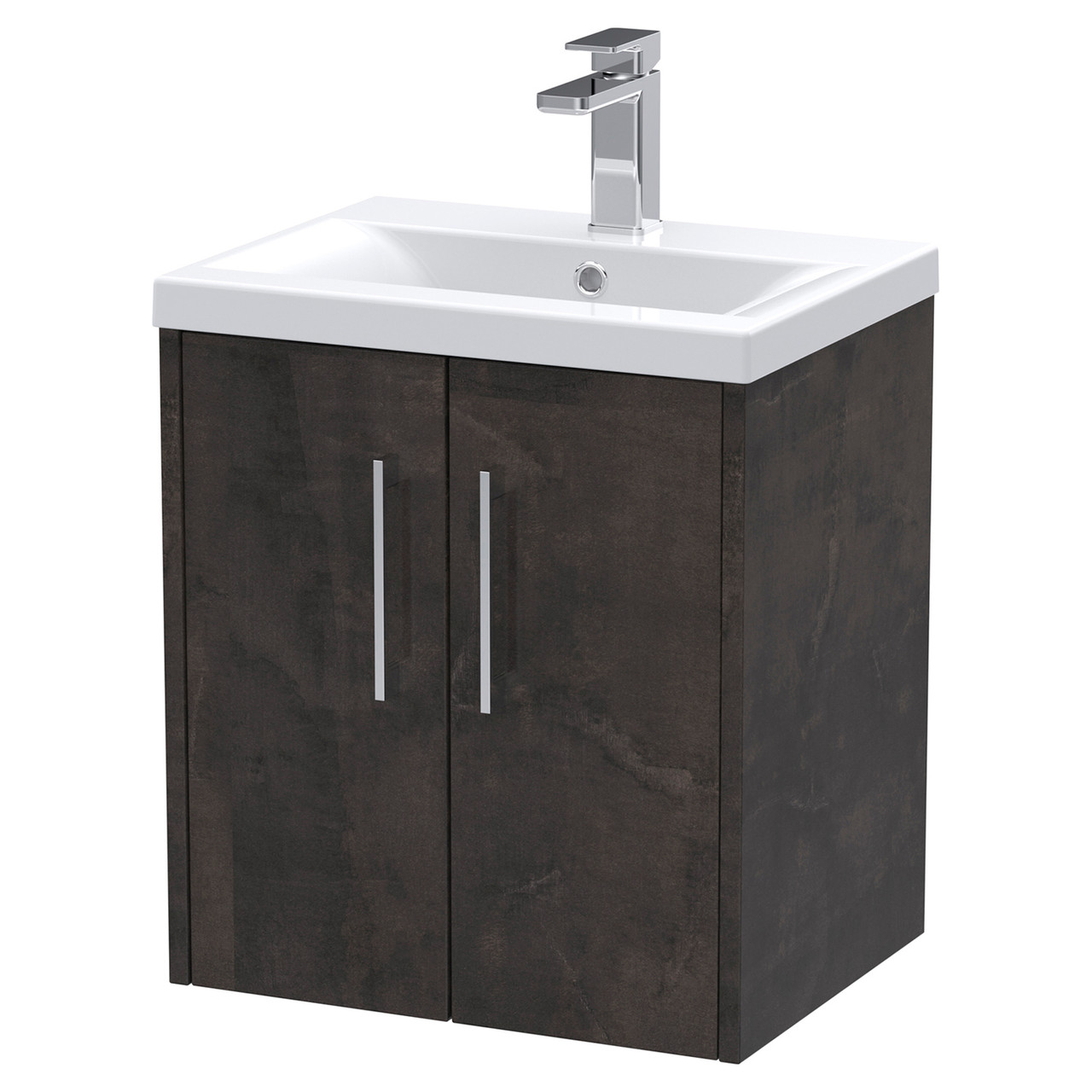 Hudson Reed Juno Matt Wall Hung 2 Door Vanity Unit and Mid Edge Ceramic Basin