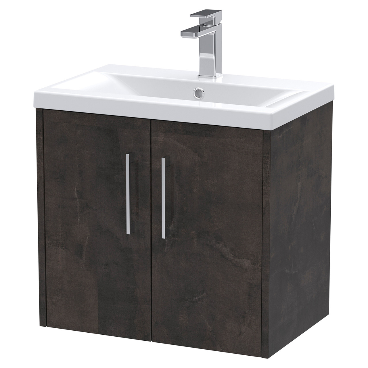 Hudson Reed Juno Matt Wall Hung 2 Door Vanity Unit and Mid Edge Ceramic Basin
