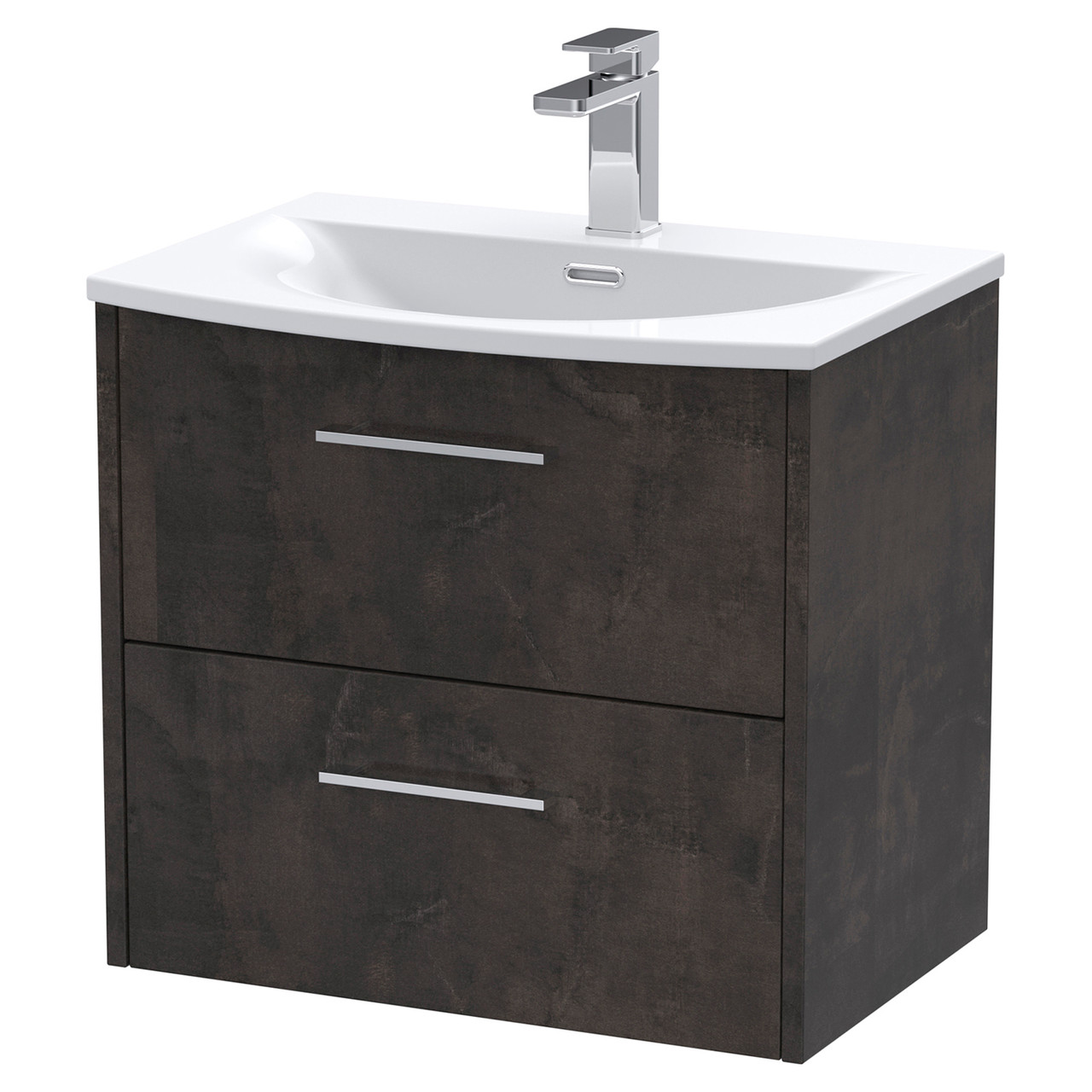 Hudson Reed Juno Matt Wall Hung 2 Drawer Vanity Unit and Curved Ceramic Basin