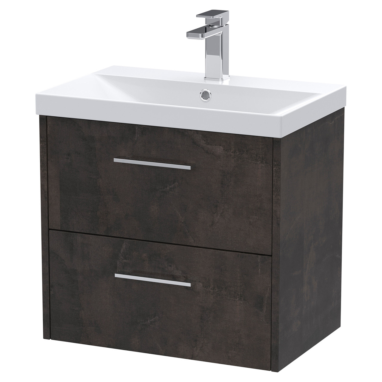 Hudson Reed Juno Matt Wall Hung 2 Drawer Vanity Unit and Thin Edge Ceramic Basin