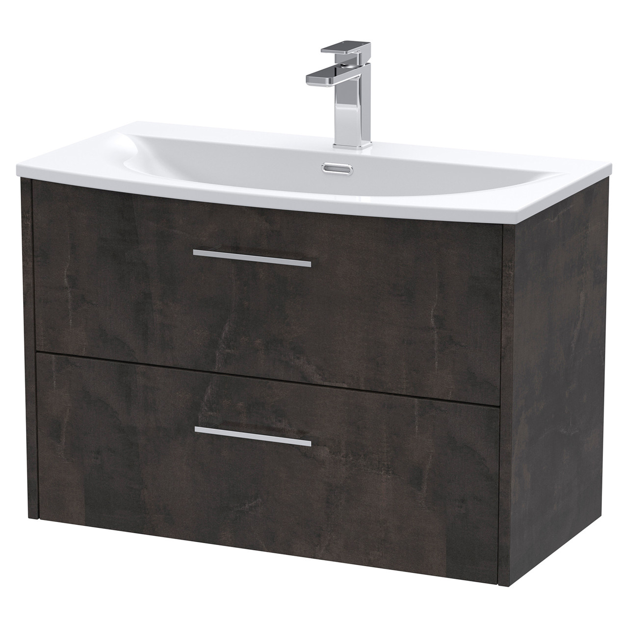 Hudson Reed Juno Matt Wall Hung 2 Drawer Vanity Unit and Curved Ceramic Basin