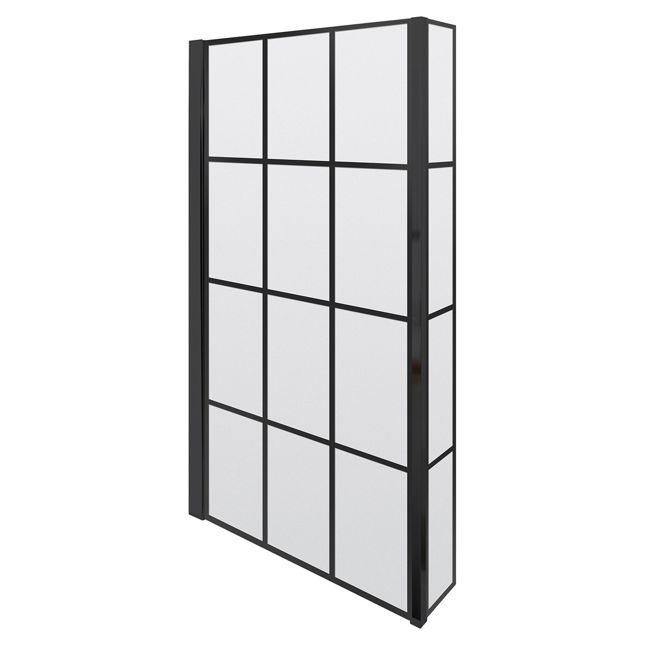 Nuie Pacific Square Framed L Shaped Shower Bath Screen with Fixed Return