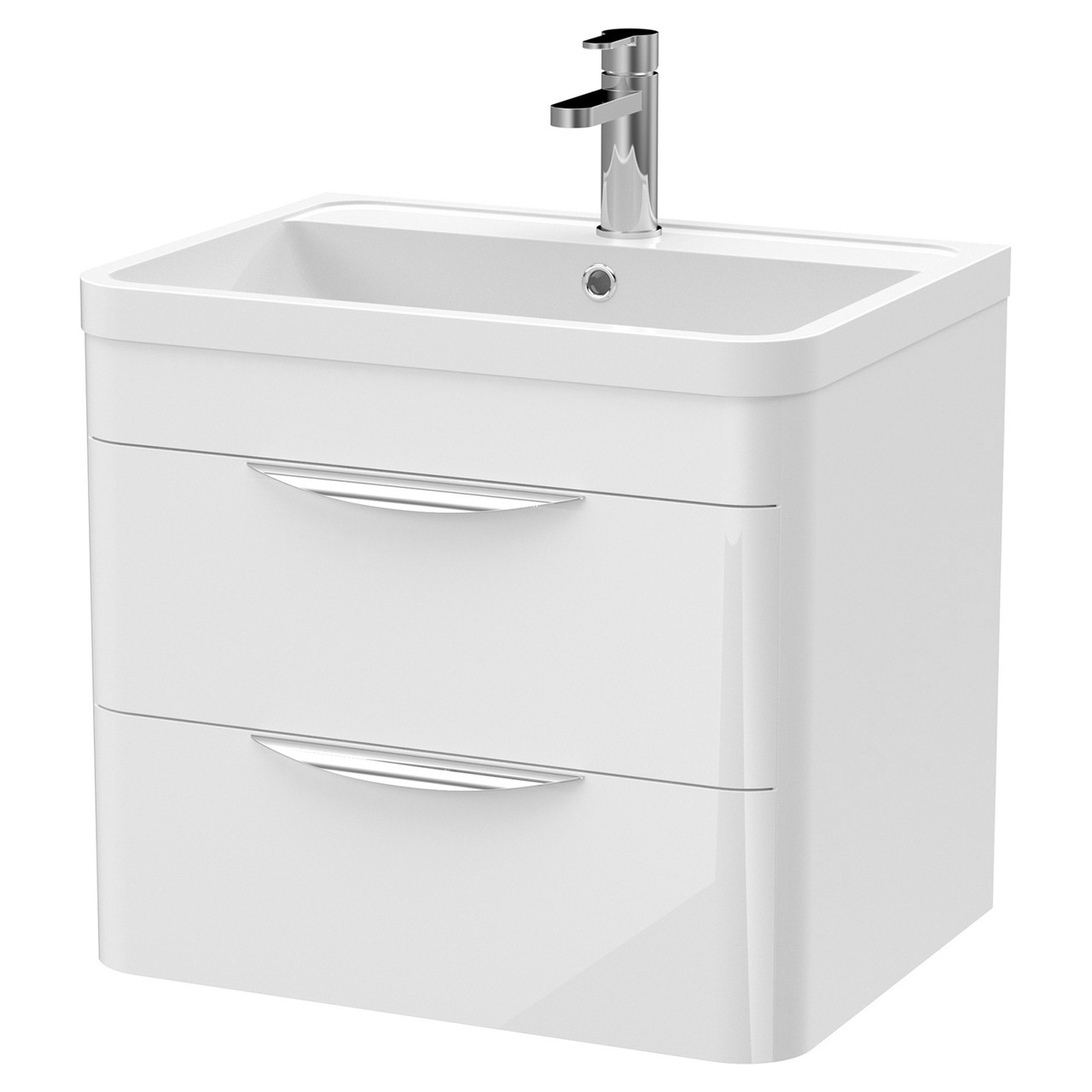 Nuie Parade Wall Hung 2 Drawer Vanity Unit and Ceramic Basin