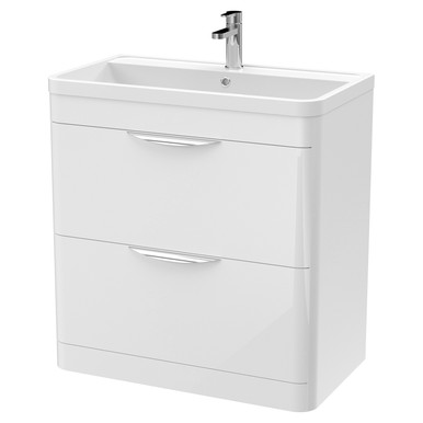 Nuie Gloss White Parade 2 Drawer Vanity Unit And Polymarble Basin | | Mdf | 800Mm