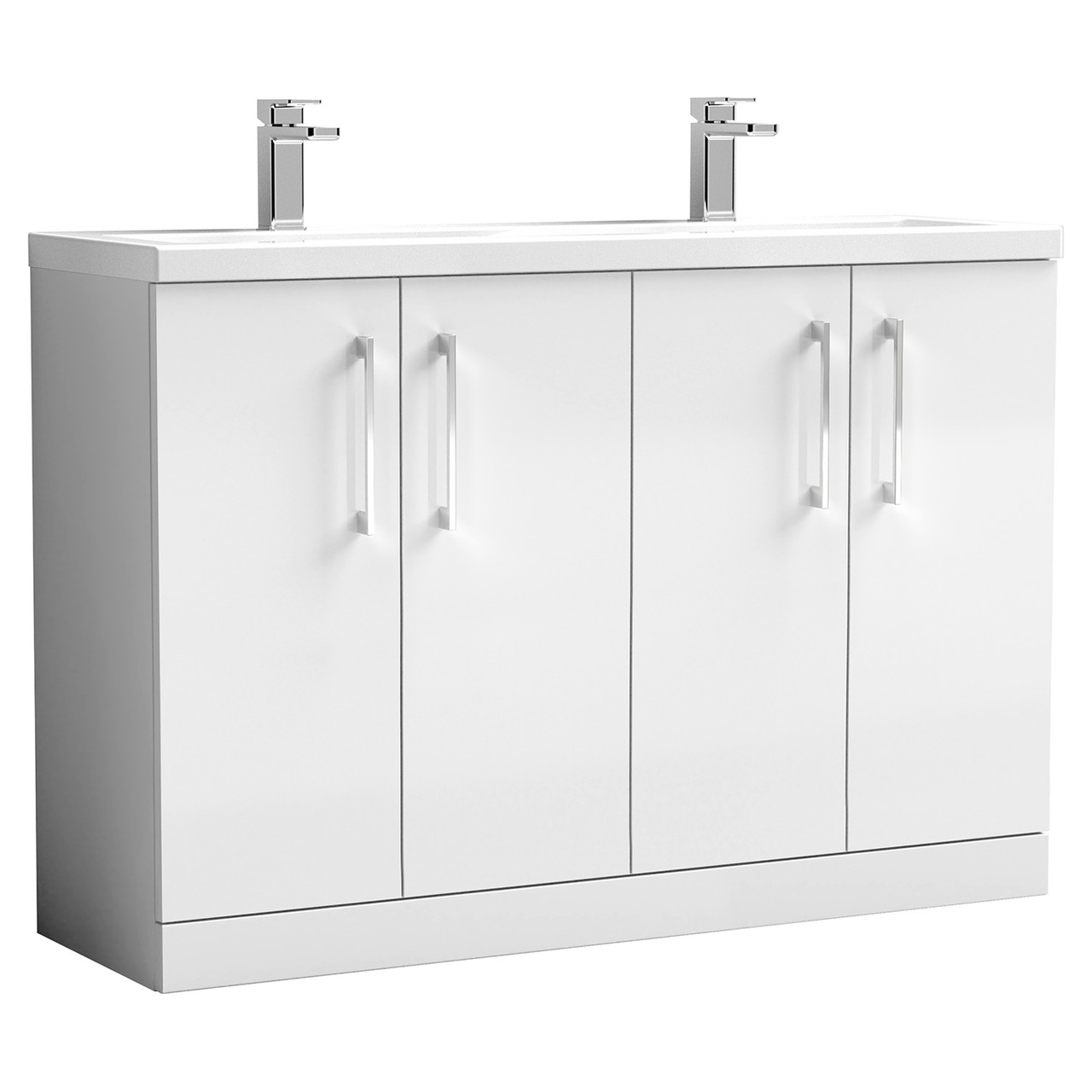 Nuie Arno 4 Door Vanity Unit with Double Ceramic Basins