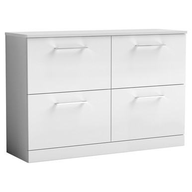 Nuie Gloss White Arno 4 Drawer Vanity Unit With Worktop | | Mfc | 1200Mm