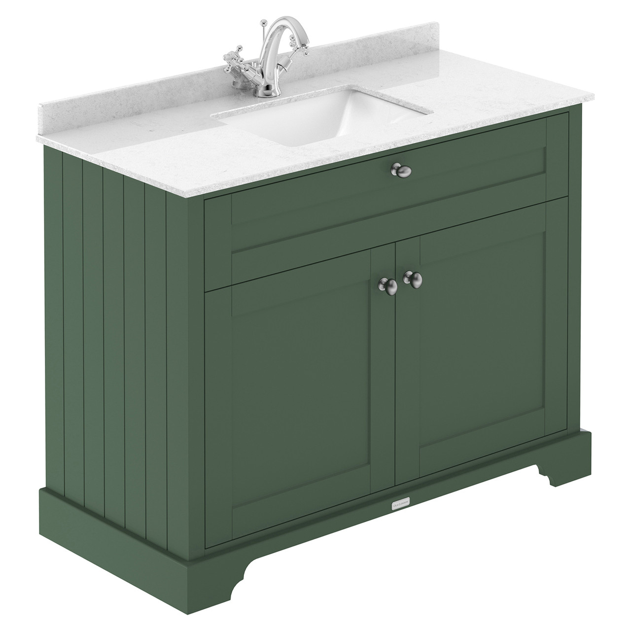 Old London Matt 2 Door Vanity Unit with White Marble Countertop and Square Ceramic Basin