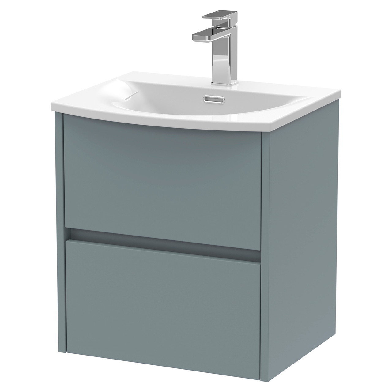Nuie Coastal Grey Havana Matt Wall Hung 2 Drawer Vanity Unit And Curved Ceramic Basin | | Mdf | 500Mm