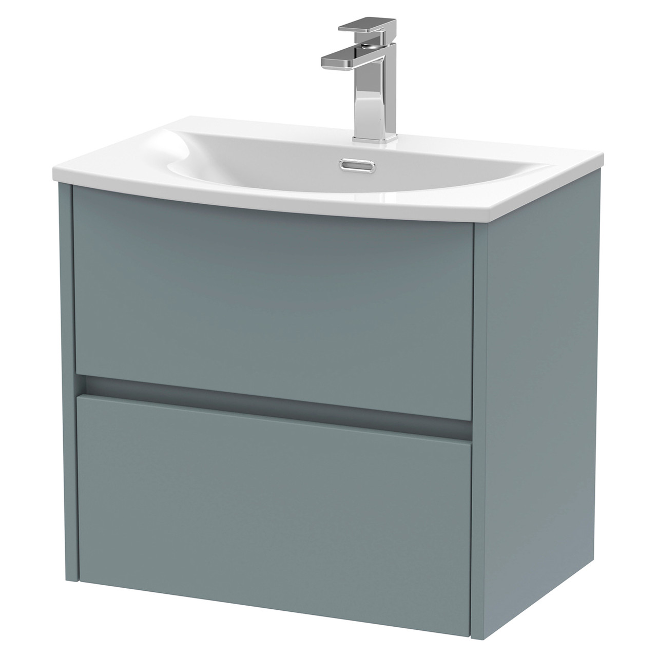 Nuie Havana Matt Wall Hung 2 Drawer Vanity Unit and Curved Ceramic Basin