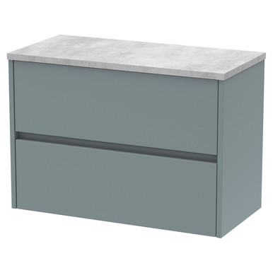 Nuie Coastal Grey Havana Matt Wall Hung Drawer Vanity Unit With Bellato Grey Worktop | | Mfc | 800Mm Size 2
