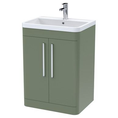 Nuie Satin Green Parade 2 Door Vanity Unit And Polymarble Basin | | Mdf | 600Mm