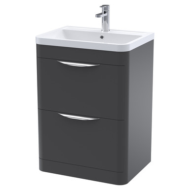 Nuie Soft Black Parade 2 Drawer Vanity Unit And Polymarble Basin | | Mdf | 600Mm
