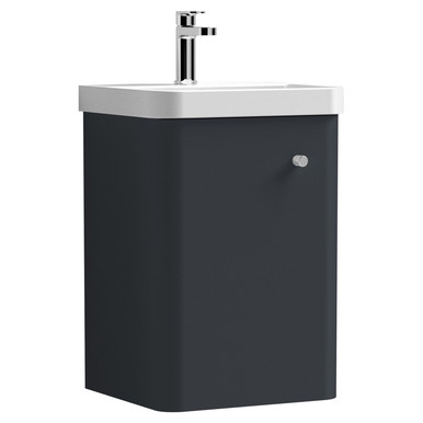Nuie Soft Black Core Satin Wall Hung Single Door Vanity Unit And Thin Edge Basin | | Mfc | 400Mm Size 3
