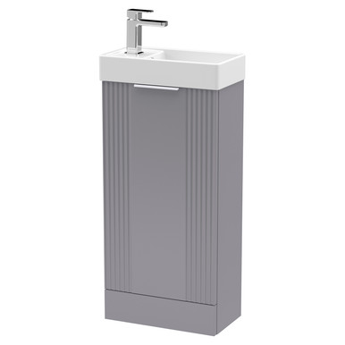 Nuie Satin Grey Deco Compact Floor Standing Single Door Vanity Unit With Basin | | Mfc | 400Mm Size 5