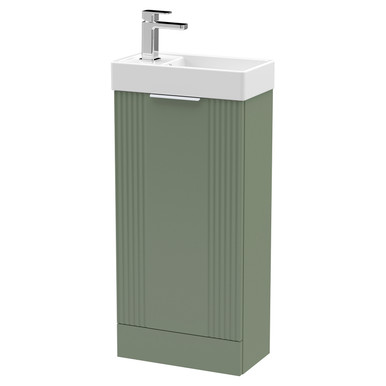 Nuie Satin Green Deco Compact Floor Standing Single Door Vanity Unit With Basin | | Mfc | 400Mm Size 5