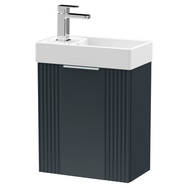 Nuie Soft Black Deco Compact Satin Wall Hung Single Door Vanity Unit With Basin | | Mfc | 400Mm Size 5