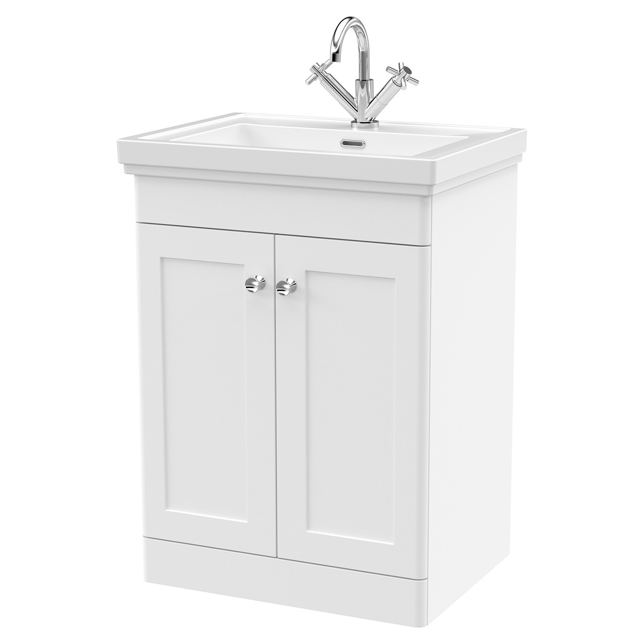 Nuie Classique 2 Door Vanity Unit and Classic Fireclay Basin with 1 Tap Hole