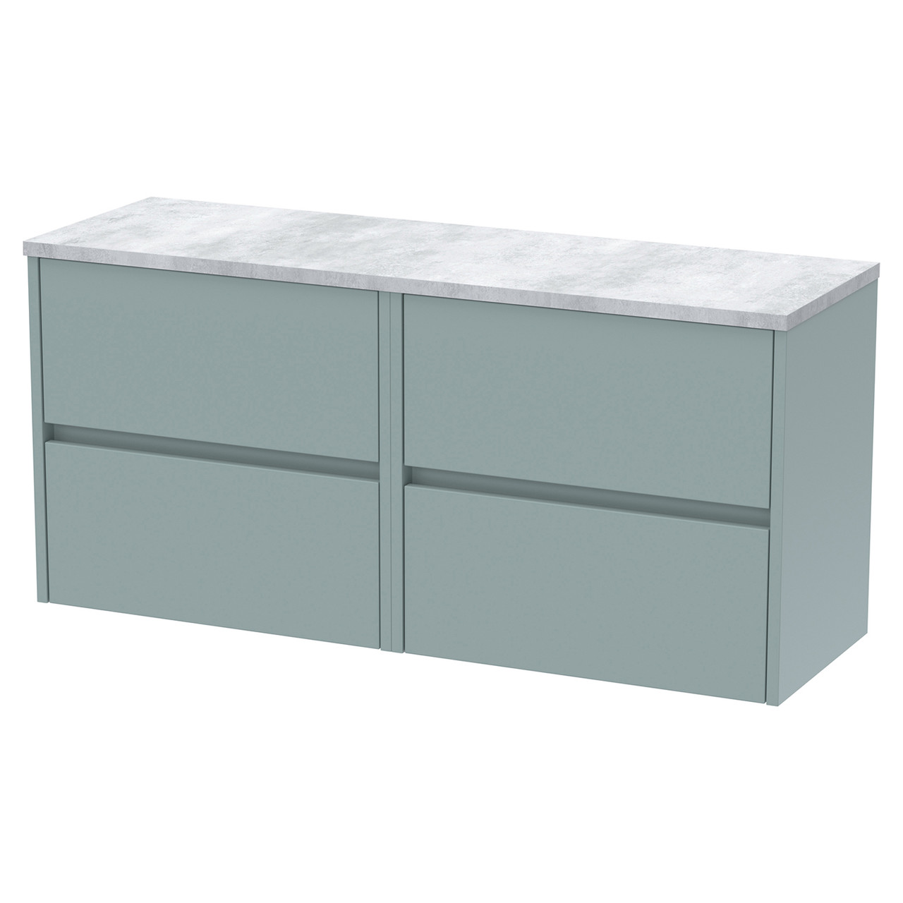 Nuie Coastal Grey Havana Matt Wall Hung 4 Drawer Vanity Unit With Bellato Grey Worktop | | Mfc | 1200Mm
