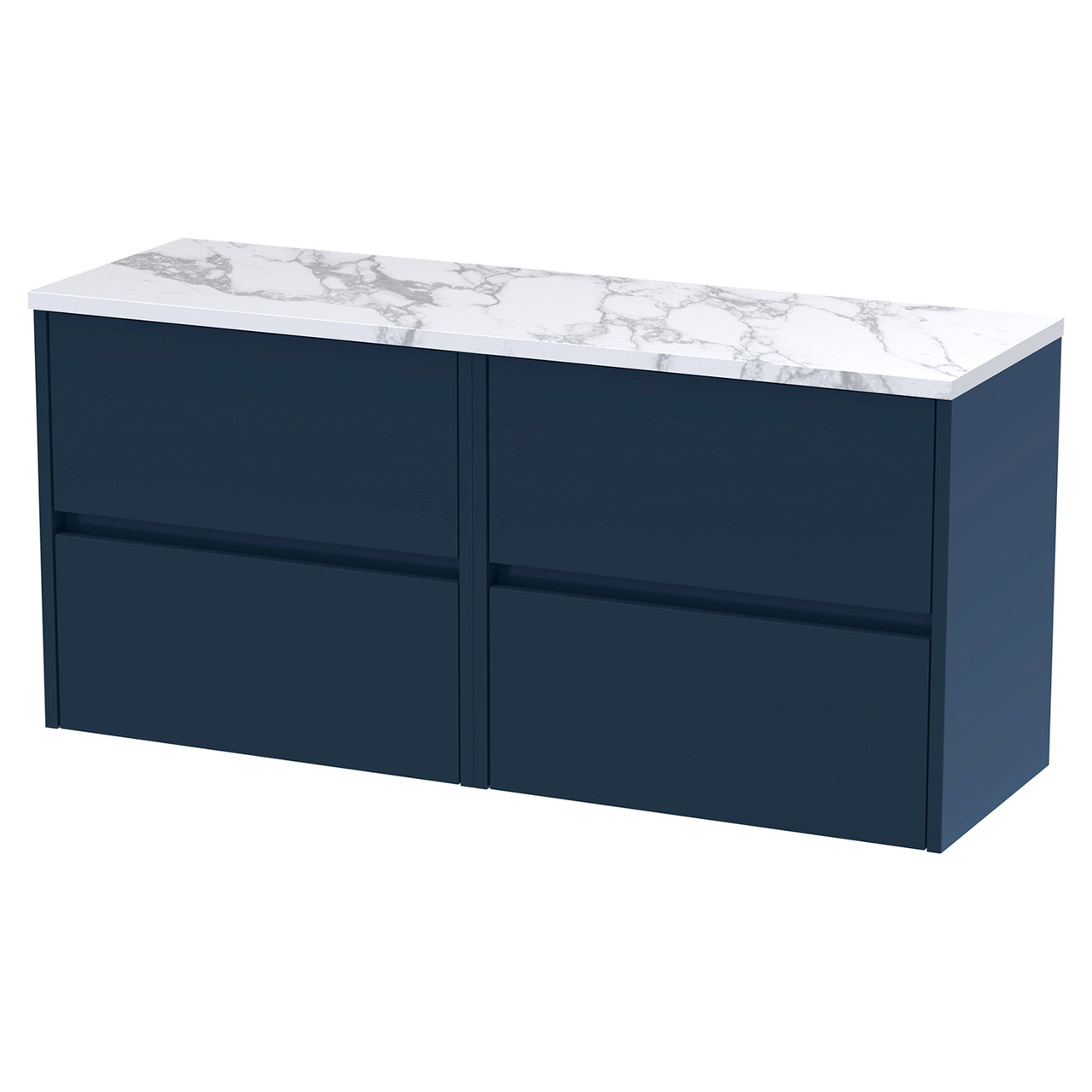Nuie Havana Wall Hung 4 Drawer Vanity Unit with Carrera Marble Laminate Worktop