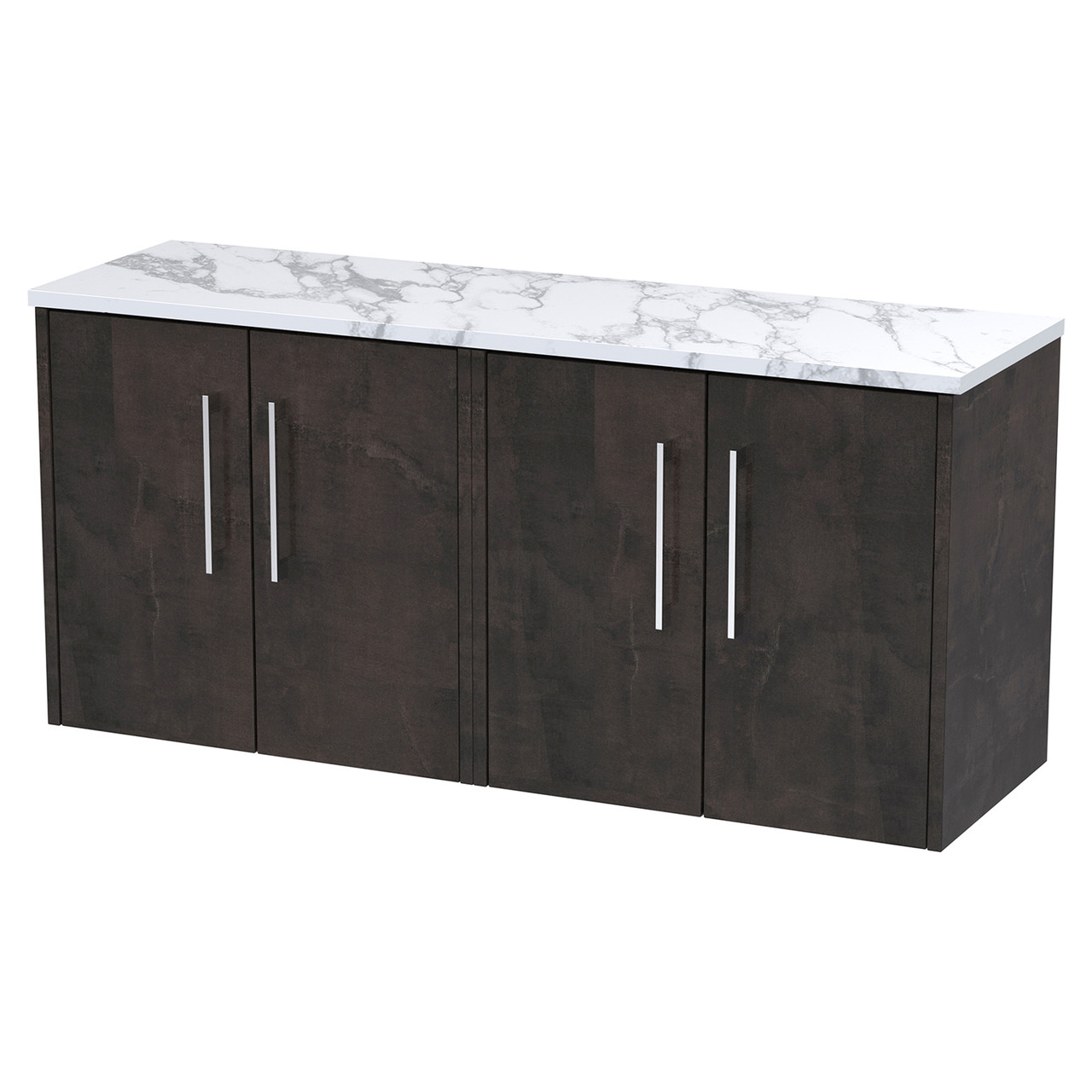Hudson Reed Juno Matt Wall Hung 4 Drawer Vanity Unit with Carrera Marble Worktop