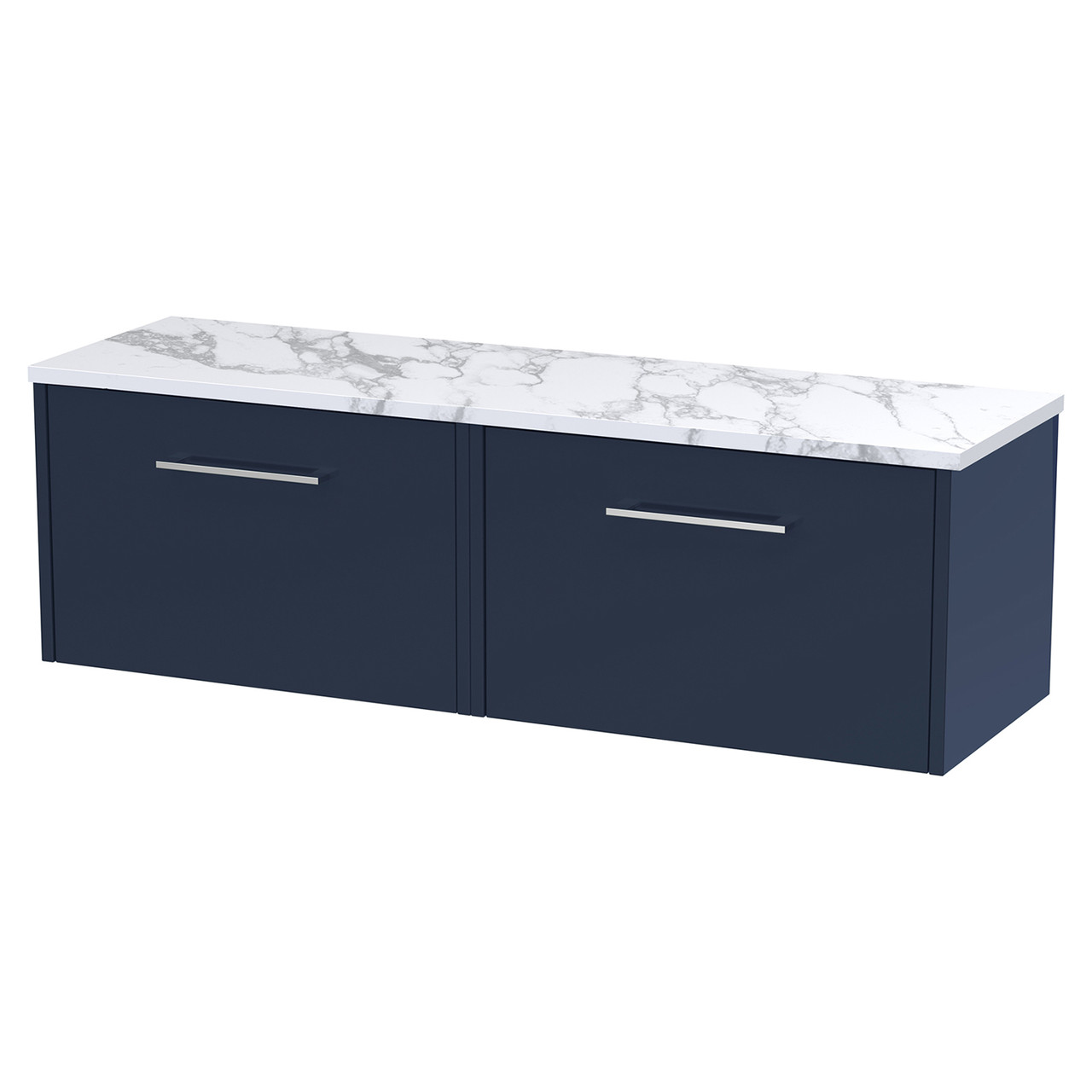 Hudson Reed Juno Wall Hung 2 Drawer Vanity Unit with Carrera Marble Worktop